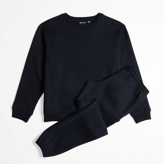 Relaxed-fit Sweatshirt & Jogger Co-ord Set (Burnt Blue) #79