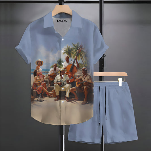 Printed Shirt & Shorts Co-ord Set #248