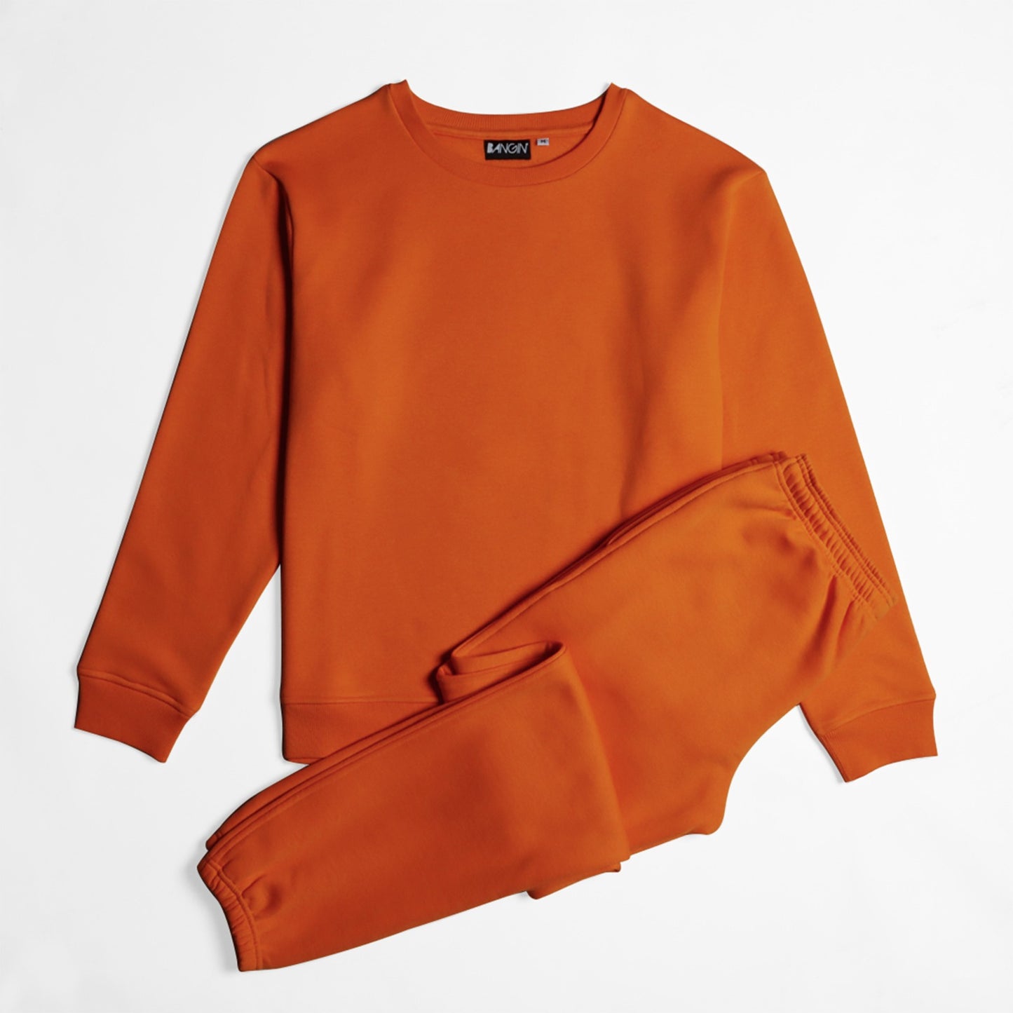 Relaxed-fit Sweatshirt & Jogger Co-ord Set (Metallic Orange) #164