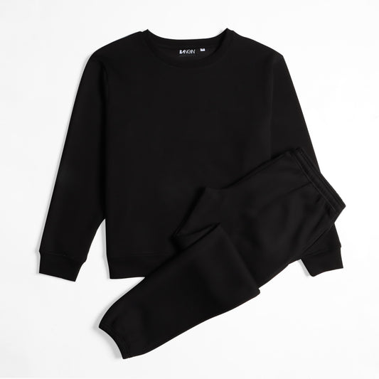 Relaxed-fit Sweatshirt & Jogger Co-ord Set (Midnight Black) #81